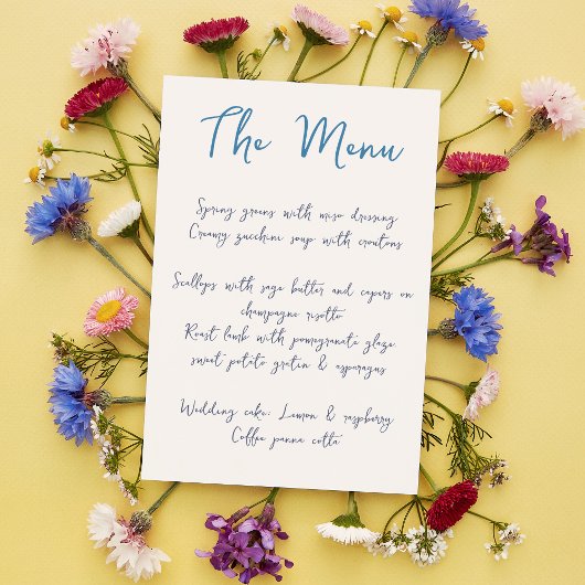 Modern Handschrift Script Blauw Casual Bruiloft