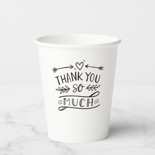 Modern handschrift script Dank u papieren bekertje Papieren Bekers (Achterkant)
