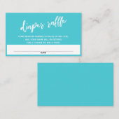 Modern Handschrift Turquoise Luier Raffle Ticket Informatiekaartje (Voorkant / Achterkant)