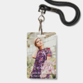 Modern handschrift twee foto's afstuderen badge (Front with Lanyard)