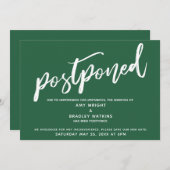 Modern handschrift uitgesteld bruiloft donkergroen kaart (Voorkant / Achterkant)