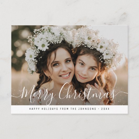 Modern handschrift vrolijk kerstfeest briefkaart (Voorkant)