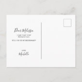 Modern handschrift zal je zijn mijn Bridesmaid Uitnodiging Briefkaart (Achterkant)