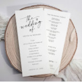 Modern Handwriting Black & White Wedding Ceremony Programma