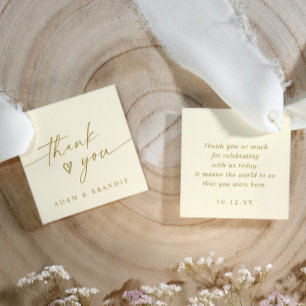 Modern Handwriting Cream Gold Dank U Trouwdag Bedankjes Labels
