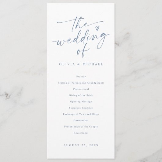 Modern Handwriting Dusty Blue Wedding Programs Programma (Voorkant)