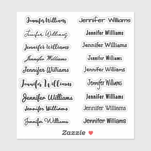 Modern Handwriting Name (18 Styles) - Black Sticker (Vel)