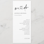 Modern Handwriting Simple Heart We Do Wedding Programma (Voorkant)