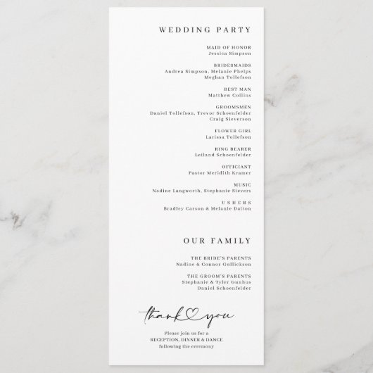 Modern Handwriting Simple Heart We Do Wedding Programma (Achterkant)