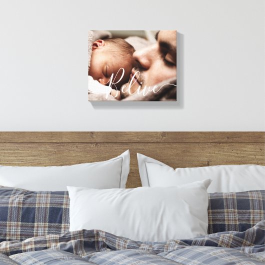Modern handwritten script Believe Canvas Print (Insitu (Slaapkamer))