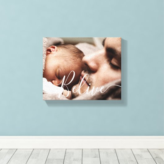 Modern handwritten script Believe Canvas Print (Insitu (Houten vloer))