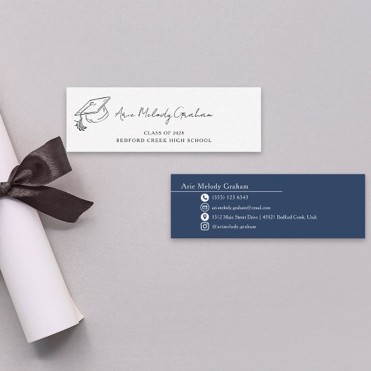 Modern Handwritten Script Graduate Name Card Mini Visitekaartje