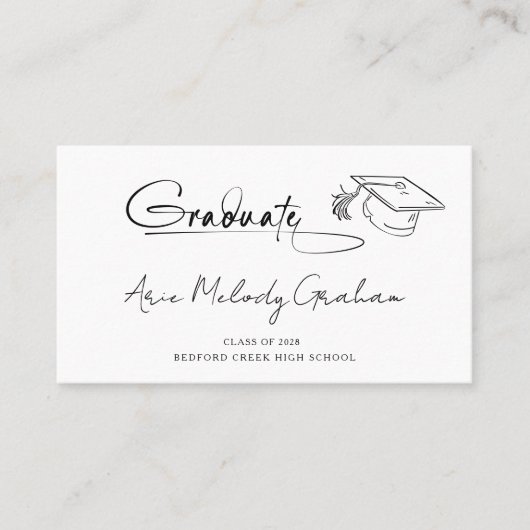 Modern Handwritten Script Graduate Name Card Visitekaartje (Voorkant)