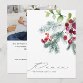 Modern Handwrity Winter Greenery Foto Feestdagenkaart (Voorkant / Achterkant)