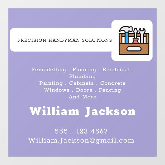 Modern handyman construction custom logo raamsticker (Vel)