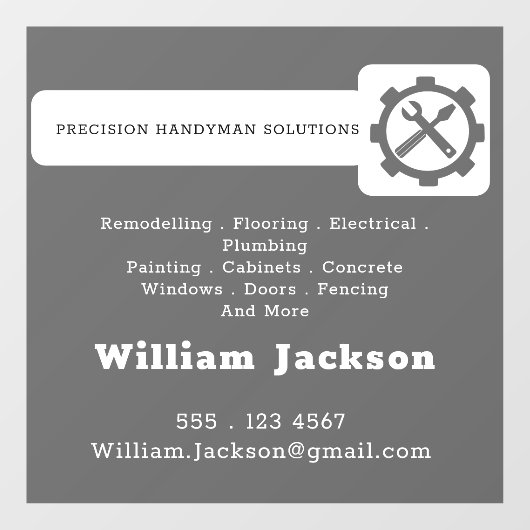Modern handyman construction custom logo raamsticker (Vel)