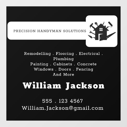 Modern handyman construction custom logo raamsticker (Vel)