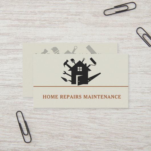 Modern handyman construction custom logo visitekaartje (Voorkant / Achterkant in situ)