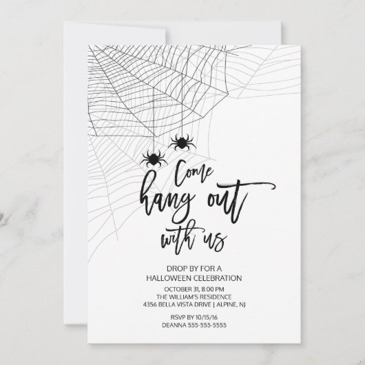Modern Hang out met ons Spider Halloween Party Kaart (Voorkant)