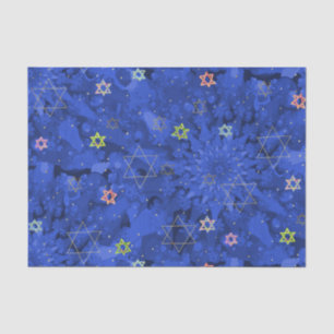 Modern Hanukkah Blue Gold Star van David Pattern Tissuepapier