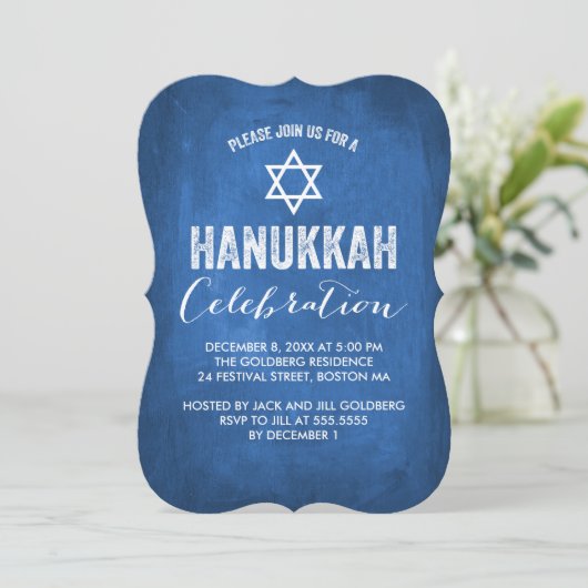 Modern Hanukkah Celebration Invitation Kaart (Staand voorkant)