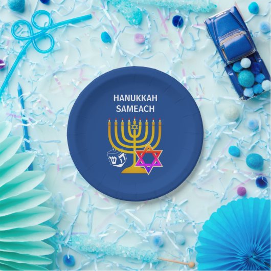 Modern HANUKKAH SAMEACH Papieren Bordje (Feest)