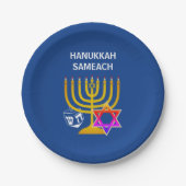 Modern HANUKKAH SAMEACH Papieren Bordje (Voorkant)