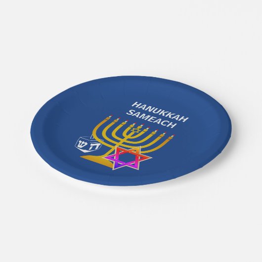 Modern HANUKKAH SAMEACH Papieren Bordje (Gekanteld)