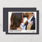 Modern Hanukkah Star Pattern Dark Blue Photo Card Feestdagenkaart (Voorkant / Achterkant)