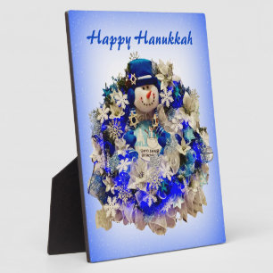 Modern Hanukkah Star van David Snowman Wreath Fotoplaat