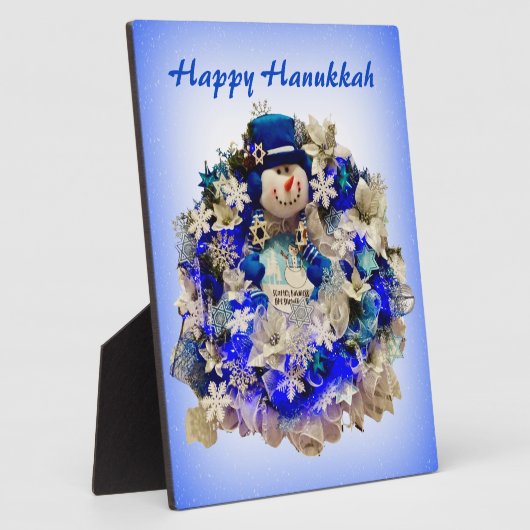 Modern Hanukkah Star van David Snowman Wreath Fotoplaat (Zijkant)