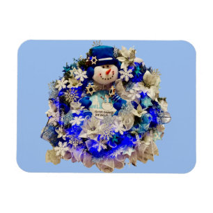 Modern Hanukkah Star van David Snowman Wreath Magneet
