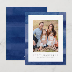 Modern Hanukkah Waterverf Photo Holiday Card Feestdagenkaart