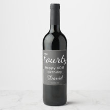 Modern Happy 40th Birthday Wine Bottle Label