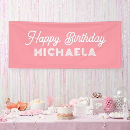 Modern Happy Birthday Custom Name Spandoek (Feest)