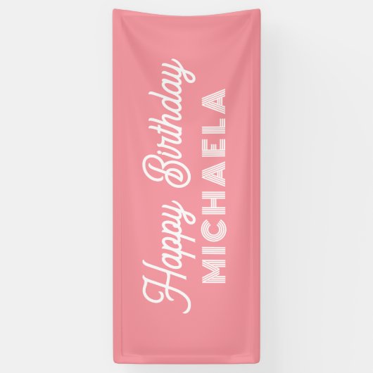 Modern Happy Birthday Custom Name Spandoek (Verticaal)