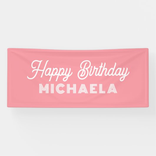 Modern Happy Birthday Custom Name Spandoek (Horizontaal)