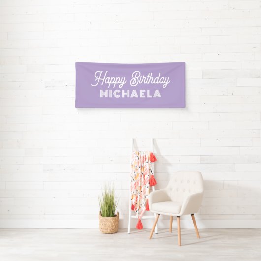 Modern Happy Birthday Custom Name Spandoek (Insitu)