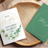 Modern Happy Birthday Party Eucalyptus Greenery Kaart