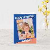 Modern Happy Birthday Script Foto Meisjes Kaart (Gele Bloem)