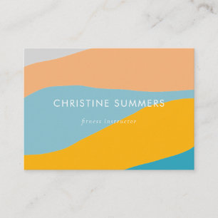 Modern Happy Bold Geometric Oranje Blue Stripes Visitekaartje