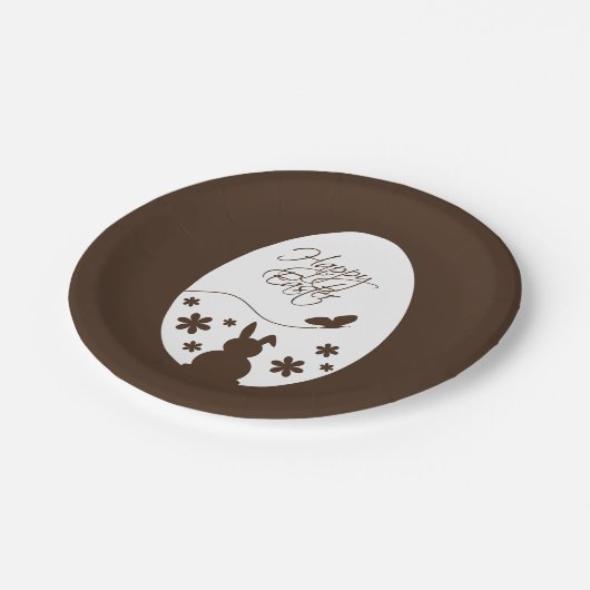 Modern Happy Easter Chocolate Brown Papieren Bordje (Gekanteld)