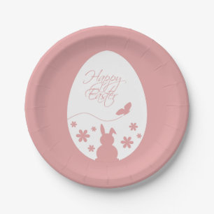 Modern Happy Easter Egg Pastel Roze Papieren Bordje