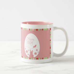 Modern Happy Easter Egg Pastel Roze Tweekleurige Koffiemok