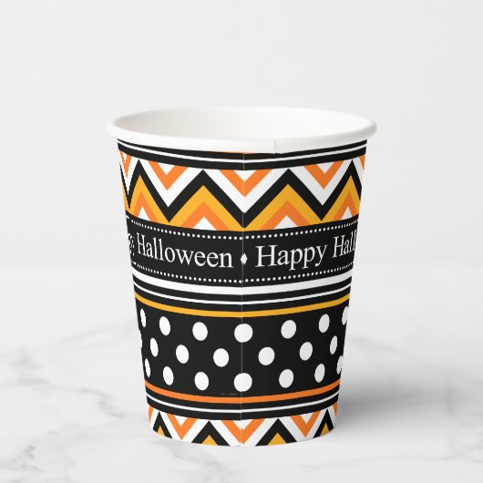Modern Happy Halloween Pattern Papieren Bekers (Rechts)