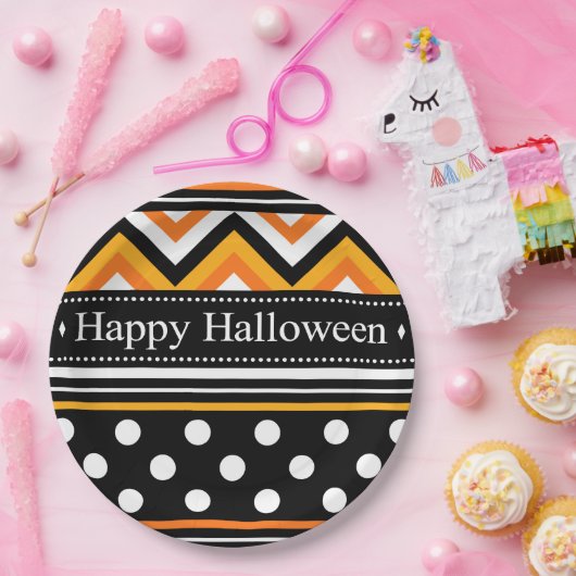 Modern Happy Halloween Pattern Papieren Bordje (Feest)