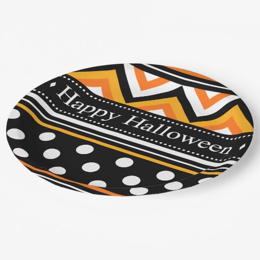 Modern Happy Halloween Pattern Papieren Bordje (Gekanteld)