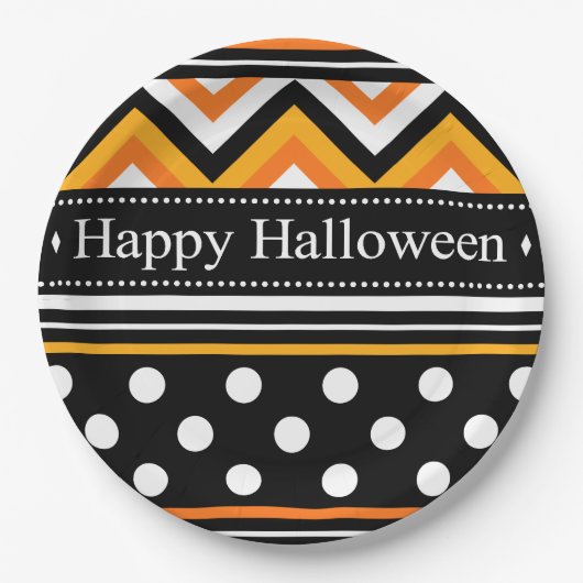 Modern Happy Halloween Pattern Papieren Bordje (Voorkant)