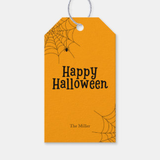 Modern Happy Halloween Spooky Spider Cadeaulabel