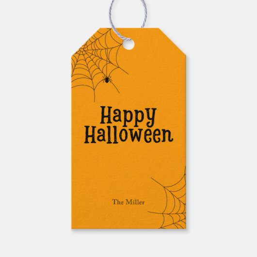 Modern Happy Halloween Spooky Spider Cadeaulabel (Voorkant)